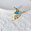 Vergoldeter Blauer Emaillierter Qualle Anhänger Zirkon DIY Halskette Armband Schmuck - Gold Mikroeingelegte Blaue Qualle Anhänger (WSX-453)