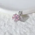 Exquisiter zirkonbesetzter Blumen-Anhänger, ideal für DIY-Armbänder und Halsketten. - Rosa Weiße Blume und Strassblatt (0221)