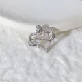 Ciondolo cuore in zircone micro-incastonato argento accessorio gioielli moda DIY donna. - Stile Cuore Pavé (7)