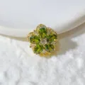 Vergoldete grüne Zirkonia Blumen Zwischenperle DIY Schmuck Handgemachte Zubehörteil Komponente - Grün und Weiße Blume Stil (6)