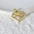 Elegante ciondolo a cuore placcato in oro con zirconi cubici gioiello da donna - Stile Doppio Cuore Rosa (8)