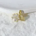 Vergoldeter Zirkon Blumen Blatt Anhänger DIY Schmuck Zubehör für Halskette Armband - Schöne Strass Blume mit Blatt (0221)