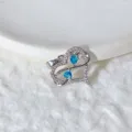 Ciondolo cuore infinito in zircone bianco micro-incastonato argento con variante gemma blu. - Stile Cuore Infinito Blu (10)