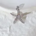 Silberner Seestern Anhänger mit Zirkonia Steinen DIY Schmuck Kette Halskette Zubehör - Vergoldeter Mikroeingelegter Feiner Bohrer Seestern Anhänger (WSX-453)