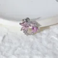 Pendente fiore cuore in zircone cubico argentato collana cristallo brillante accessorio - Stile Fiore Cuore Argento (12)