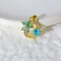 Rame micro-impostato zirconia fiore cuore ciondolo DIY moda gioielli collana accessorio - Stile Girasole Blu e Rosa (16)