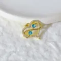 Pendente a doppio cuore in rame micro-incastonato accessorio collana DIY cristalli blu - Stile Doppio Cuore Blu Scuro (17)