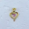 Vergoldeter Rosen Herz Anhänger rosa Kristall Strass glänzend DIY Schmuck Zubehör Charm. - Rosa Herz Rose (1)
