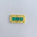 Connettore per bracciale DIY stile vintage placcato oro con pietre di zirconio verde. - Connettore Rettangolare Intarsiato Oro (1)