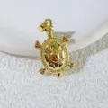 Exquisiter vergoldeter Meeresschildkröte Anhänger, Ozean Serie Schmuck Detail feine Handwerkskunst. - Goldkante Strass Meeresschildkröte (2)