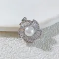 Exquisite pearl zircon swirl pendant detail, elegant silver tone fashion jewelry accessory. - Silver Rhinestone Artificial Pearl (7)