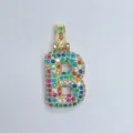 Vergoldeter bunter Strass Buchstabe B Anhänger, Mikrofassung Kristall Initial Schmuck Zubehör. - Buchstabe B (Artikel 4674)