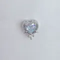 Silberfarbenes Herz Zirkon Charm DIY Schmuck Zubehoer elegante Kristall Perle Abstandshalter - Herz Perforiertes Kompaktes Design Stil (5748)