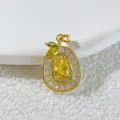 Detailed shot of a stylish gold-plated fruit pendant with yellow crystal and sparkling zirconia. - Yellow Fruit Rhinestone Style (11)