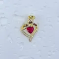 Vergoldeter Rosen Herz roter Edelstein Anhänger Modeschmuck Zubehör schönes Geschenk - Rotes Herz Rose (4)