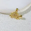 Vergoldeter Meeresschildkröte Anhänger mit funkelndem Zirkon, elegantes maritimes Schmuckstück. - Mini Gold Meeresschildkröte (4)