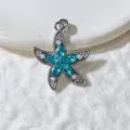 Exquisite starfish zircon pendant accessory, DIY jewelry making charm for stylish styling. - Blue Rhinestone Artificial Pearl Sea Star Style (2)
