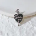Kupfer Mikrofassung Zirkon Herz Schlange Anhänger Elegante Mode Schmuck Zubehör Halskette - Herz Schwarze Basis Grünes Auge Schlange Stil (G851)