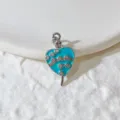 Kupfer Mikro-Zirkon Herz Schlange Anhänger Türkis Emaille Charm Schmuck Zubehör für Kette. - Blauer Emaille-Herz Schlangenanhänger Stil (G851)