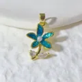 Copper cubic zirconia micro-pave blue flower pendant DIY necklace jewelry accessory charm - Blue Five-Petal Flower (3)