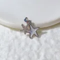 Delicate zircon double starfish pendant accessory, silver color simple DIY charm for jewelry making. - White Enamel Rhinestone Double Star Style (4)