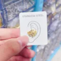 Goldfarbene Zirkon Blatt Ohrklemme Variante, stilvoller Metall Clip Ohrring für Damen. - Blatt Stil 1 (HZ02)