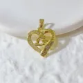 Pendentif coeur doré avec zirconiums et texte MOM, idéal pour colliers et bracelets DIY tendance. - Style Ajouré Lettre MOM Or (5)