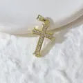 Gold Zirkon Kreuz Anhänger Halskette Variante Zubehör Elegant Glänzender Stil - Mikro-Strass Kreuz Stil (7)