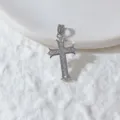 Exquisiter kupfervergoldeter Zirkonia Kreuz Anhänger Halskette Zubehör für DIY Schmuckherstellung - Floral Strass Kreuz Stil (8)