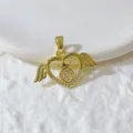 Exquis pendentif cœur ailes d'ange strass doré accessoire collier bracelet bijoux DIY - Style Couronne Ailes d'Ange Or (7)