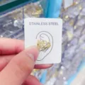 Goldener Schmetterling Ohrklemme, Zirkon Mikroeinlage, Edelstahl Schmuck Variante. - Schmetterling Stil 4 (HZ02)