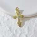 Vergoldeter Zirkonia Kreuz Anhänger Halsband Armband DIY Schmuckherstellung Zubehör - Großes Zentrum Strass Kreuz Stil (9)