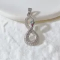Silberfarbene Zirkonia Schlangen Anhänger Halskette elegante Figur 8 Design Modeschmuck - Goldene Unendlichkeit Figur 8 Grünes Auge Schlange Stil (G851)