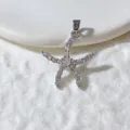 Silberfarbener glänzender Zirkon Seestern Anhänger Zubehör, zarter Kristall Stern Schmuck. - Silber Strass Seestern mit Schlaufe Stil (9)