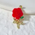 Red flocked rose pendant gold plated DIY charm necklace jewelry accessory elegant gift 1pc - Red Flocked Rose (8)