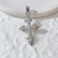 Silberner Zirkonia Kreuz Anhänger Halskette Schmuck Zubehör Gothic Stil DIY Komponente. - Großes Zentrum Strass Kreuz Stil (10)