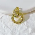 Vergoldeter Zirkonia Schlangen Anhänger Halskette Mode Charme Schmuck Zubehör Artikel - Goldene Basis Pavé Grünes Auge Schlange Stil (G851)