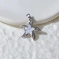 Silberner Seestern-Anhänger mit weißem Email und Zirkon für DIY-Schmuckherstellung Accessoire. - Silber Strass Weiß Perlmutt Stern Stil (10)