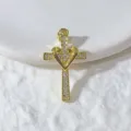 Vergoldeter Mikrofasser-Zirkon-Kreuz-Anhänger Halskette Zubehör, elegant und glänzend für Alltag. - Herz Strass Kreuz Stil (11)