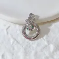 Mikro-gefasster Zirkon Schlangen Anhänger Halskette Zubehör, elegantes Schlangen Schmuckstück. - Silberne Basis Schlangenring Grünes Auge Stil (G851)
