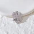 Pendentif cœur en argent pavé de zircone avec nœud pour accessoires de bijoux DIY. - Style Nœud Ajouré Argent (12)