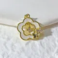 Gold Copper Zirconia Flower Butterfly Pendant DIY Necklace Bracelet Charm Fashion Jewelry Component - Shell Flower With Butterfly (11)
