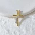 Vergoldeter Mikro Zirkon Pave Kreuz Anhänger Charms für Halskette Armband DIY Schmuck - Geometrisch Strass Kreuz Stil (13)