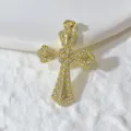 Gold-plated cubic zirconia cross pendant DIY charm necklace accessory for women jewelry making. - Gold Embossed Cross Rhinestone Style (14)