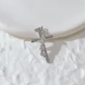 Silber Mikro-Pavé Zirkonia Kreuz Anhänger Halskette Mode Schmuck Accessoire für Damen - Geometrisch Strass Kreuz Stil (14)