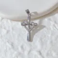 Silberne Kreuz Herz Anhänger Halskette glänzende Zirkonia elegante Mode Schmuck Zubehör - Herz Strass Kreuz Stil (15)
