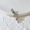 Exquisite Zirkon Schlangen Anhänger Halskette Zubehör, glänzende Kristalldetails, elegantes Design. - Goldene Basis S-förmig Voller Pavé Grünes Auge Schlange (G851)