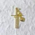 Gold Cross Zircon Pendant Necklace Variant Gold Rhinestone Cross DIY Jewelry Accessory - Gold Cross Heart Charm Style (16)