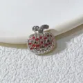 Halloween Kürbis Anhänger, Mikro Pave roter Zirkon silberfarben DIY Schmuck Zubehör. - Silberner Kürbis mit Roten Augen