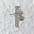 Silver Cross Cubic Zirconia Faith Pendant Heart Charm DIY Jewelry Necklace Accessory - Silver Faith Cross Heart Charm Style (17)